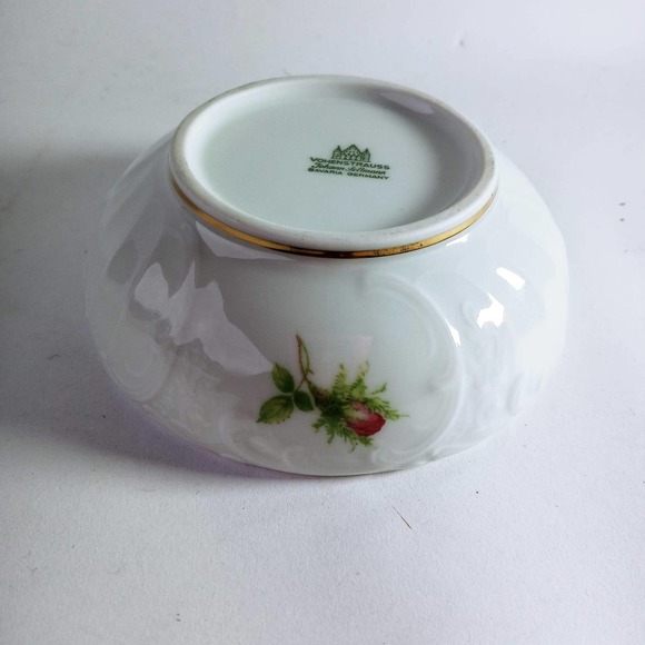 Vtg Vohenstrauss Johann Seltmann Bavaria Germany Trinket Dish & Lid Pink Roses - Picture 4 of 6